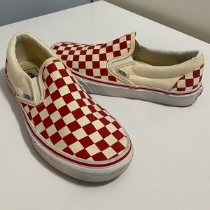 Vans red checkered slip-on shoes. Women 8